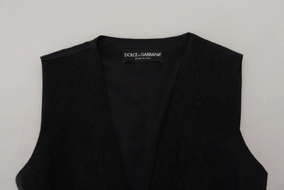 Shop Dolce & Gabbana Black Brocade Button Down Sleeveless Vest Women's Top