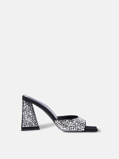 Attico Mini Devon 85mm Glittered Sandals In Black/silver