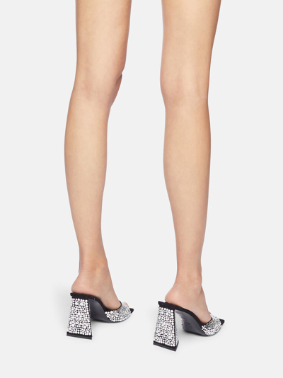 Attico Mini Devon 85mm Glittered Sandals In Black/silver