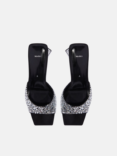 Attico Mini Devon 85mm Glittered Sandals In Black/silver