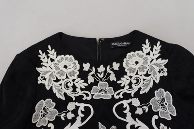 Shop Dolce & Gabbana Black Lace Trim Half Sleeves A-line Women's Dress