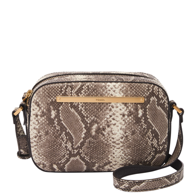 Shop Fossil Women's Liza Python Effect Embossed Leather Camera Bag In Brown