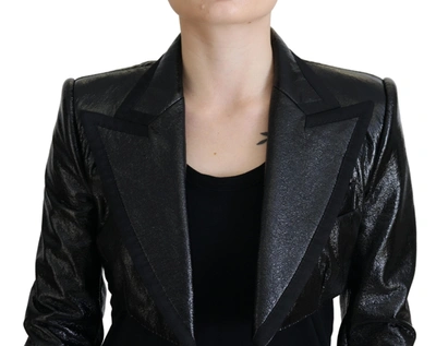 Shop Dolce & Gabbana Black Long Sleeves Crop Blazer Cotton Women's Jacket