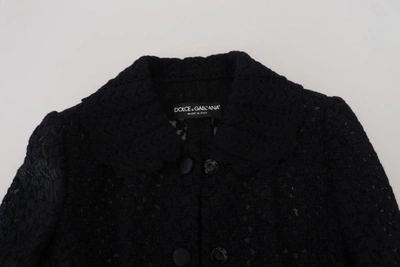 Shop Dolce & Gabbana Black Wool Knitted Button Down Collar Women's Jacket