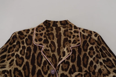 Shop Dolce & Gabbana Brown Leopard Print Long Sleeves Blouse Women's Top