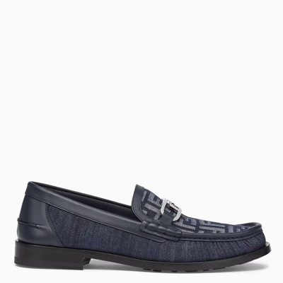 Shop Fendi Ff Denim Loafers In Blue