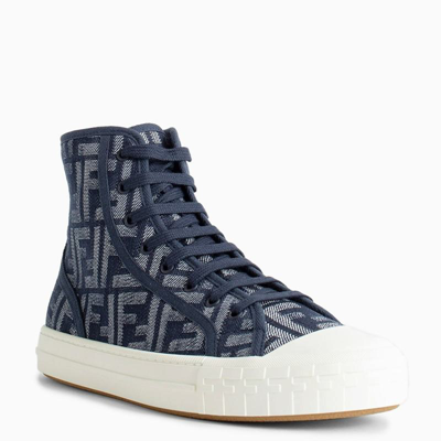 Shop Fendi High-top Domino Sneaker In Denim In Blue