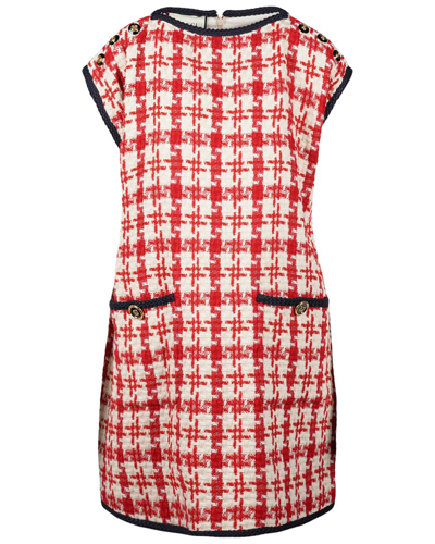 Shop Gucci Graphic Tweed Wool Dress In Red