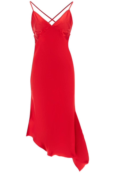 Shop N°21 N.21 Satin Slip Dress With Asymmetrical Hem In Red