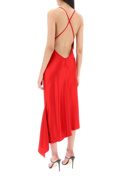 Shop N°21 N.21 Satin Slip Dress With Asymmetrical Hem In Red