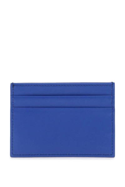 Shop Dolce & Gabbana Embossed Logo Leather Cardholder In Blue
