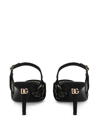 Dolce & Gabbana Pointed-toe Lace-panelled Pumps In Black