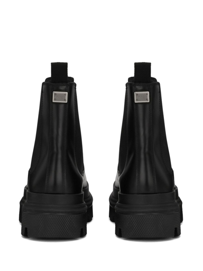 Dolce & Gabbana High Trekking Brushed Leather Chelsea Boots In Black
