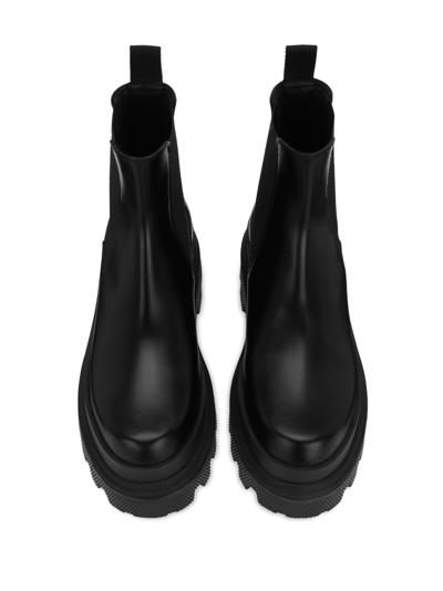 Dolce & Gabbana High Trekking Brushed Leather Chelsea Boots In Black