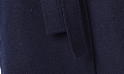 Shop Bernardo Belted Wool Blend Longline Coat In Deep Navy