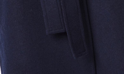 Bernardo Belted Wool Blend Longline Coat In Deep Navy