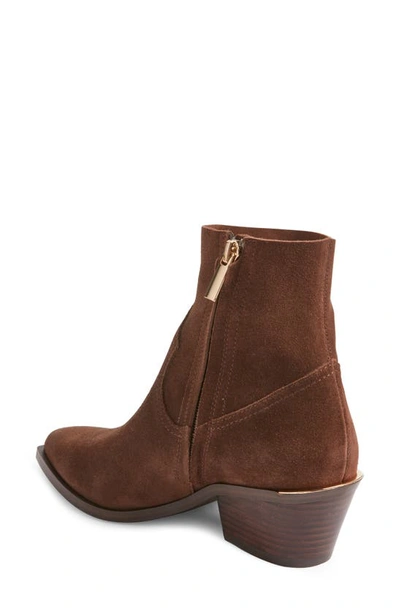 Shop Steve Madden Braylen Pointed Toe Bootie In Brown Sued