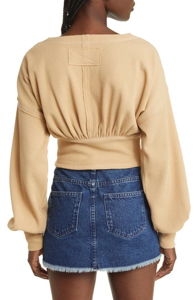 Shop Free People We The Free All Nighter Long Sleeve Surplice Crop Top In Yellow