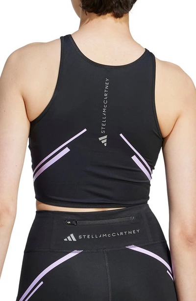 Shop Adidas By Stella Mccartney Truepace Heat.rdy Longline Sports Bra In Black/ Purple Glow