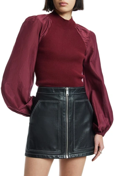 Shop Allsaints Cleo Balloon Sleeve Top In Winter Orchid Red