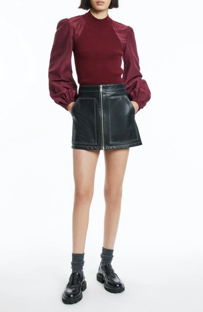 Shop Allsaints Cleo Balloon Sleeve Top In Winter Orchid Red