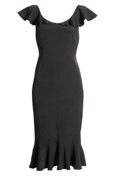 Shop Chelsea28 Crinkle Ruffle Sheath Dress In Black
