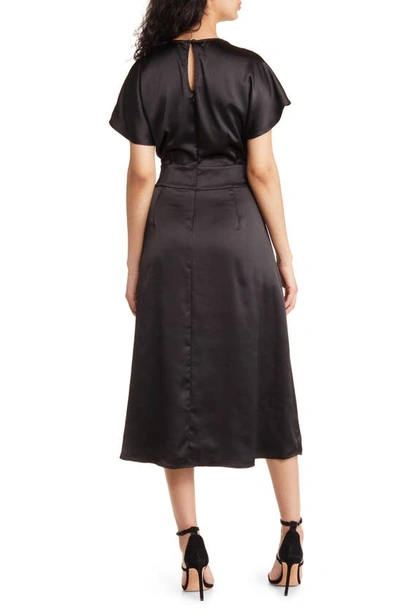 Chelsea28 Surplice V-neck Satin Midi Dress In Black