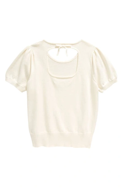 Shop Treasure & Bond Kids' Open Back Short Sleeve Sweater In Ivory Egret