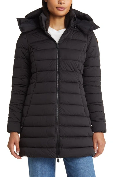 Shop Save The Duck Dorothy Hooded Stretch Puffer Jacket In Black