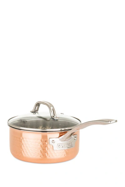 Viking Copper Clad 3-ply Hammered 10-piece Cookware Set In Copper