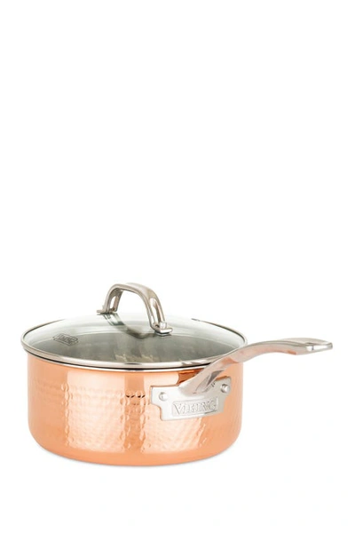 Viking Copper Clad 3-ply Hammered 10-piece Cookware Set In Copper