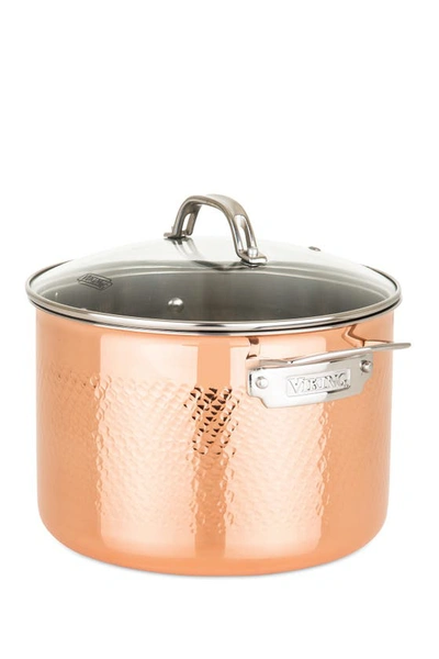 Viking Copper Clad 3-ply Hammered 10-piece Cookware Set In Copper
