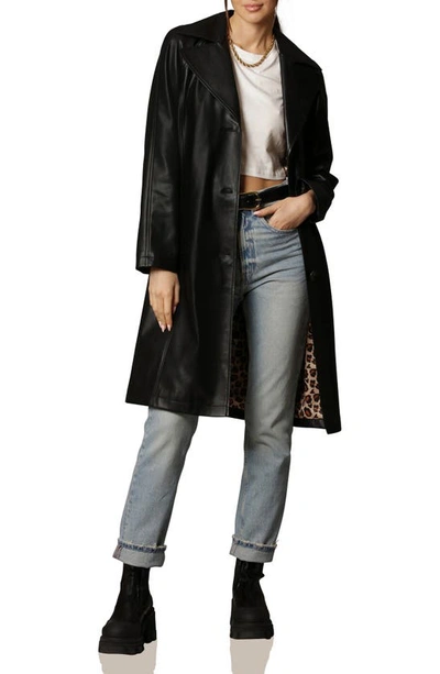 Avec Les Filles Faux Leather Topper Coat In Black