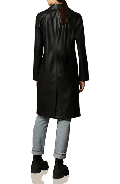 Avec Les Filles Faux Leather Topper Coat In Black