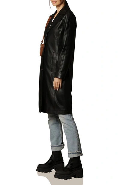 Avec Les Filles Faux Leather Topper Coat In Black