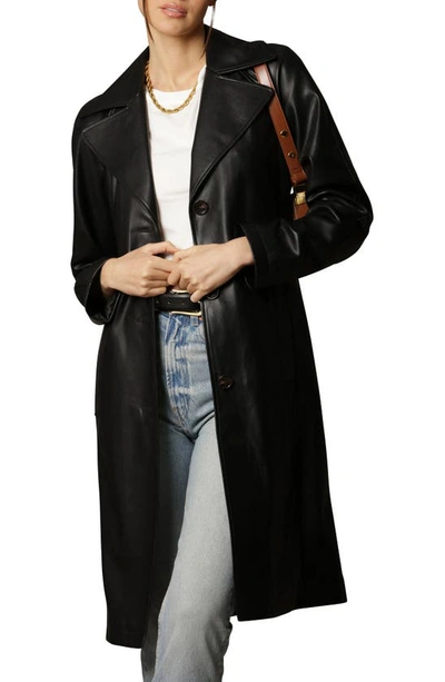 Avec Les Filles Faux Leather Topper Coat In Black