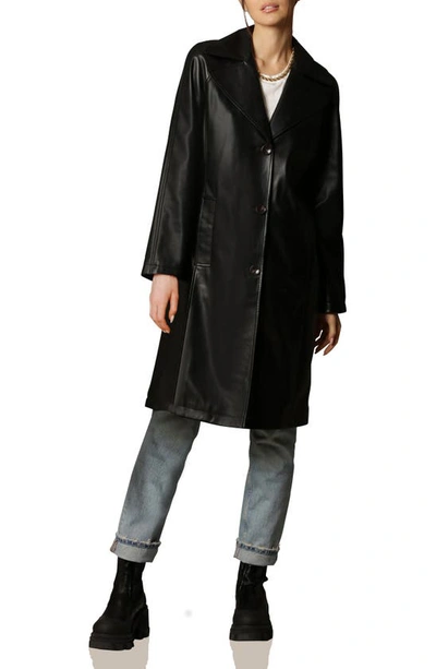 Avec Les Filles Faux Leather Topper Coat In Black