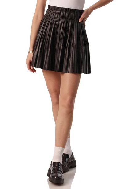 Shop Avec Les Filles Faux-ever Leather™ Pleated A-line Miniskirt In Black