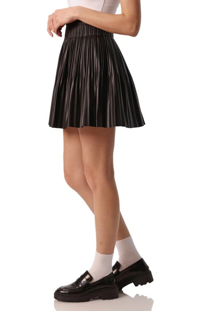 Shop Avec Les Filles Faux-ever Leather™ Pleated A-line Miniskirt In Black