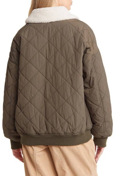 Thread & Supply Faux Shearling Collar Dad Jacket In Burnt Olive