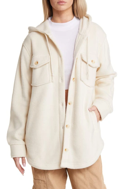 Thread & Supply Hooded Fleece Shacket In Ivory