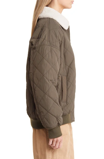 Thread & Supply Faux Shearling Collar Dad Jacket In Burnt Olive