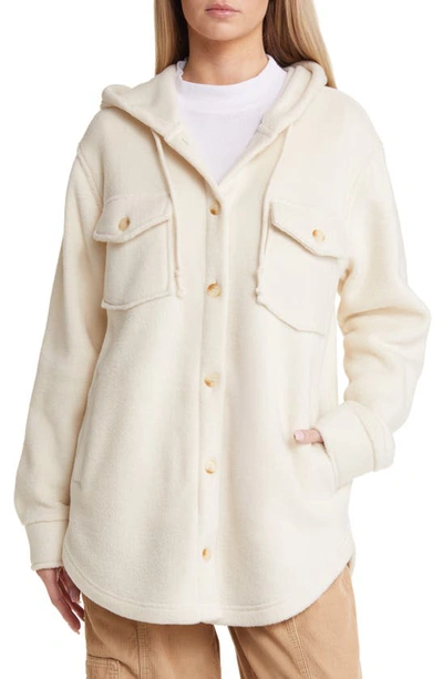 Thread & Supply Hooded Fleece Shacket In Ivory