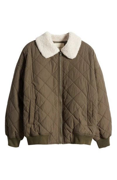 Thread & Supply Faux Shearling Collar Dad Jacket In Burnt Olive