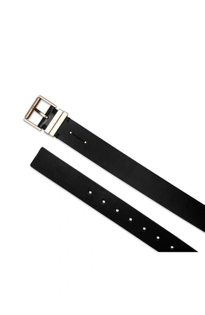 Shop Allsaints Leather Belt In Black / Warm Brass