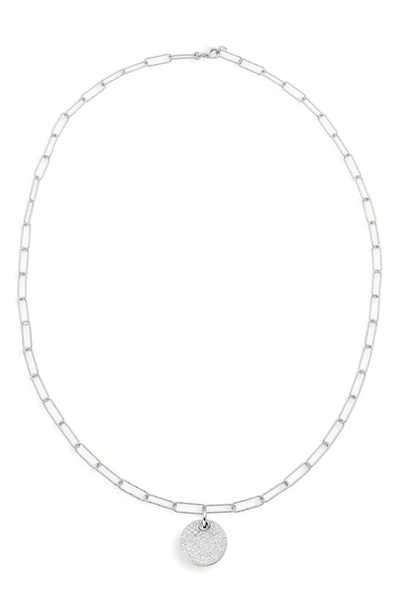 Shop Monica Vinader Ava Diamond Disc Pendant Necklace In Sterling Silver/ Diamond