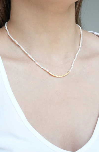 Argento Vivo Freshwater Pearl Bar Necklace In Gold