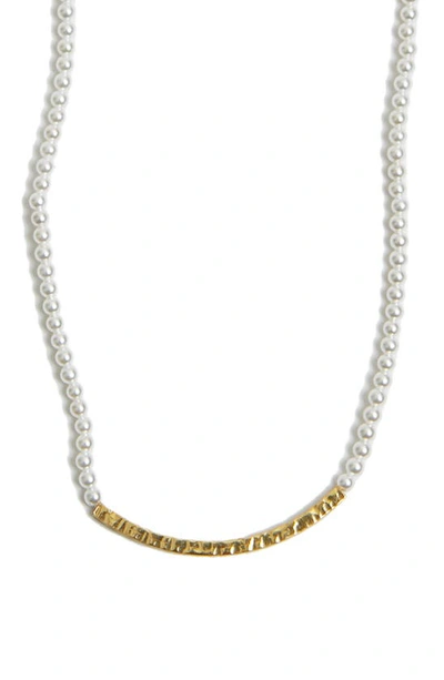 Argento Vivo Freshwater Pearl Bar Necklace In Gold