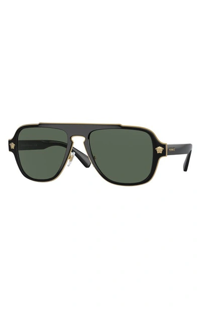 Shop Versace 56mm Aviator Sunglasses In Black