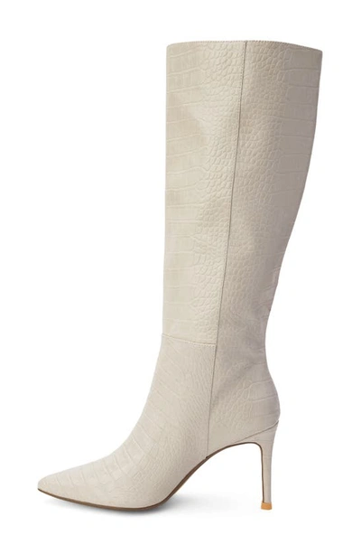 Shop Coconuts By Matisse Alina Reptile Embossed Knee High Stiletto Boot In Ivory